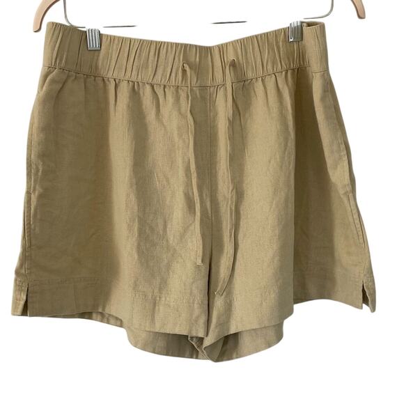 NWOT Melrose and Market Linen Blend Elastic Waist Drawstring Shorts Tan/Neutral - Picture 2 of 11